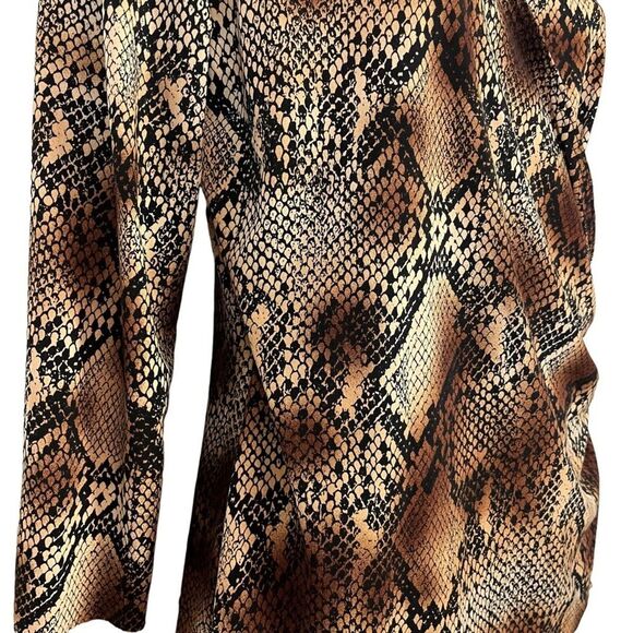 CHICO'S Brown Snakeskin Snake Reptile Print V-Neck Wrap Jersey Knit Top 1 / M - Picture 7 of 16